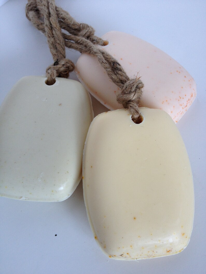 Soap On A Rope Set of 2 Organic Herb Coloring Leather Patchouli Sweet Olive Sandalwood Amber Tobacco Blossom image 4