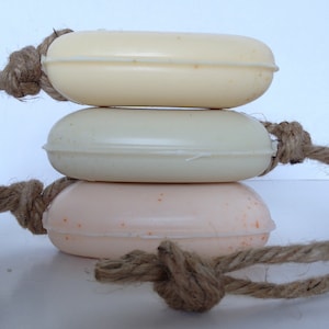 Soap On A Rope Set of 2 Organic Herb Coloring Leather Patchouli Sweet Olive Sandalwood Amber Tobacco Blossom image 1