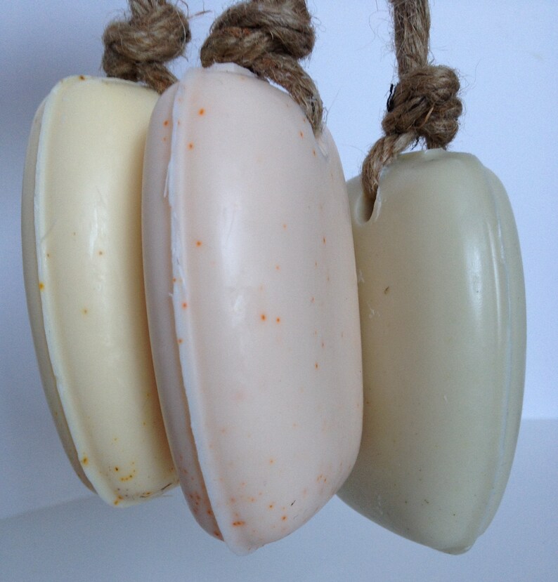 Soap On A Rope Set of 2 Organic Herb Coloring Leather Patchouli Sweet Olive Sandalwood Amber Tobacco Blossom image 2