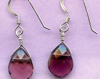 Purple Teardrops Boucles d’oreilles sterling argent