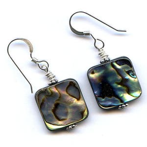Paua Shell Squares Sterling Silver Earrings