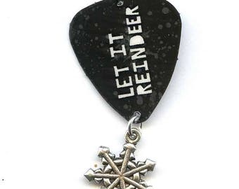 Let it Reindeer Guitar Pick  Necklace