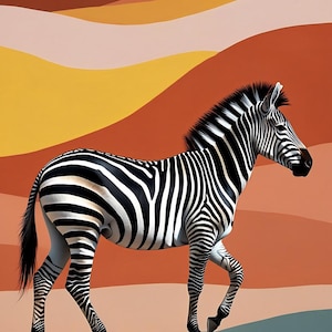 Zebra Art Print: Abstract African Landscape, Bold Animal Decor (Digital Download)