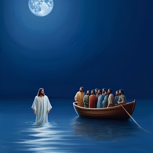 Jesus Walking on Water Print: Christian Biblical Art (Digital Download)