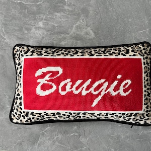 Funny Needlepoint Pillow Gift - BOUGIE