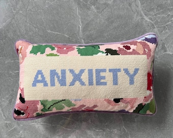 Funny Needlepoint Pillow Gift - ANXIETY