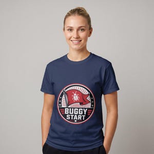 Buggy Start Retro Programmierer T-Shirt, Softstyle Baumwoll-T-Shirt, Geschenkidee mit Technikhumor