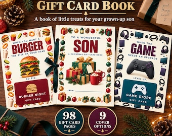 Christmas Gift Card Book Printable for Son, Gift Card Holder Booklet, Stocking Stuffer for Him, Boyfriend, Teen Boy, 18th Birthday, 98 Pages