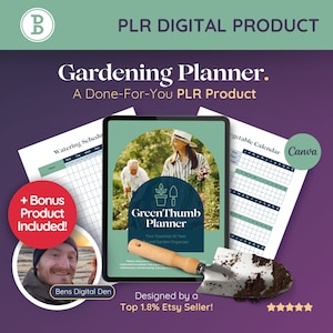 PLR Garden Organizer and Planner: Printable Gardening and Plant Calendar and Tracker Canva Templates, Digital Product Private Label Rights
