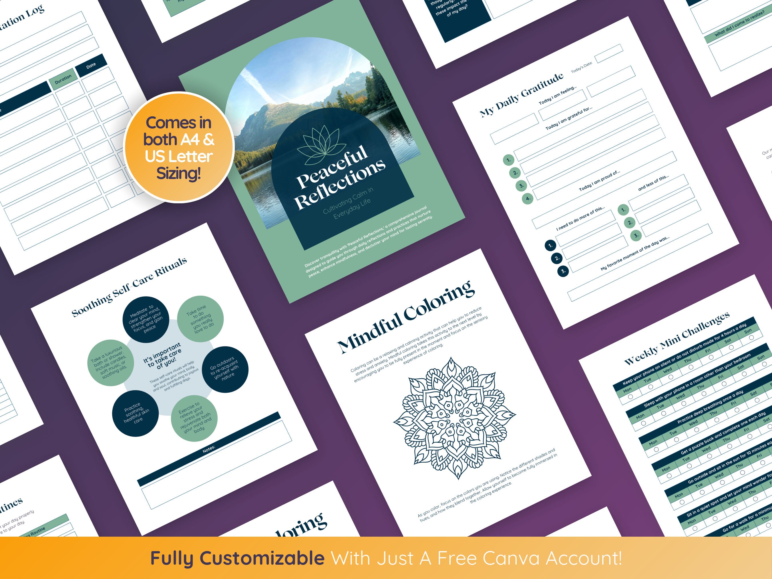 PLR Mind Calming Journal: Printable Mindfulness, Meditation, Gratitude ...