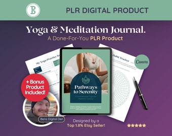 PLR Yoga, Meditation and Wellness Journal: Editable and Printable Canva Planner & Tracker Templates, Digital Product Private Label Rights