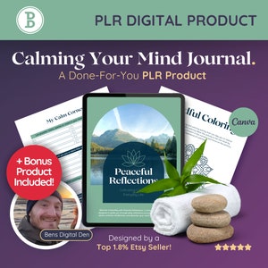 PLR Mind Calming Journal: modelli stampabili di consapevolezza, meditazione, gratitudine e sollievo dall&#39;ansia, etichetta privata del prodotto digitale destra