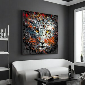 Wild Beauty: Abstract Leopard Portrait Canvas Painting, Animal Wall Decor, Unique Gift for Art Lovers