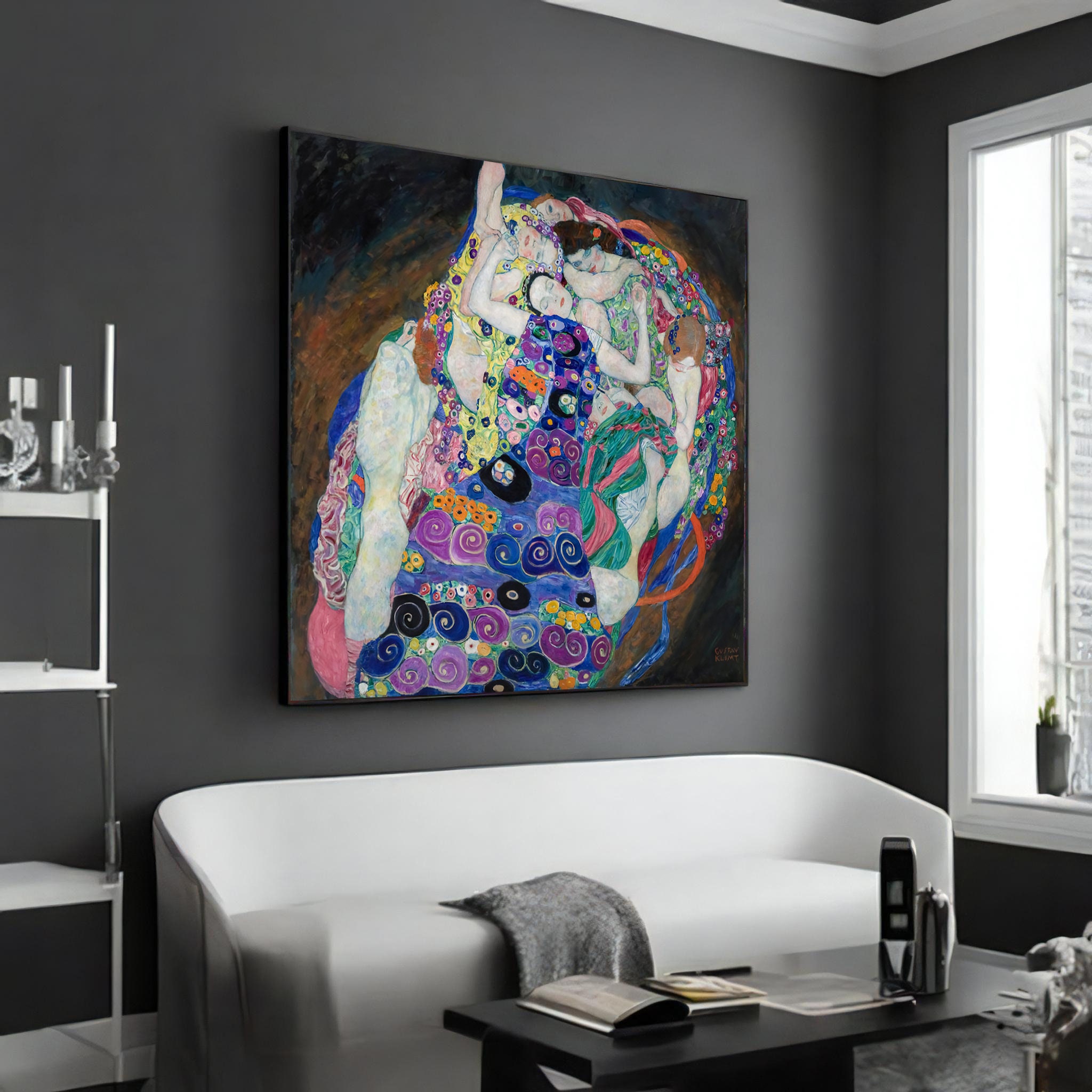 The Maiden - Gustav Klimt Canvas Painting, Vibrant Wall Art, Dance of Colors and Emotions, Unique Wall Decor, Perfect Gift