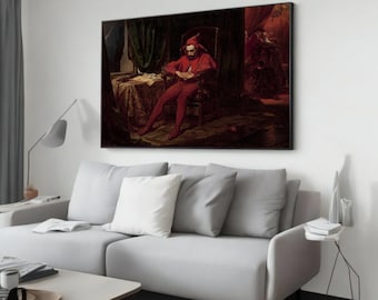 Jan Matejko - The Melancholy of Stańczyk Canvas Painting, Surreal Wall Art, Unique Wall Decor, Perfect Gift