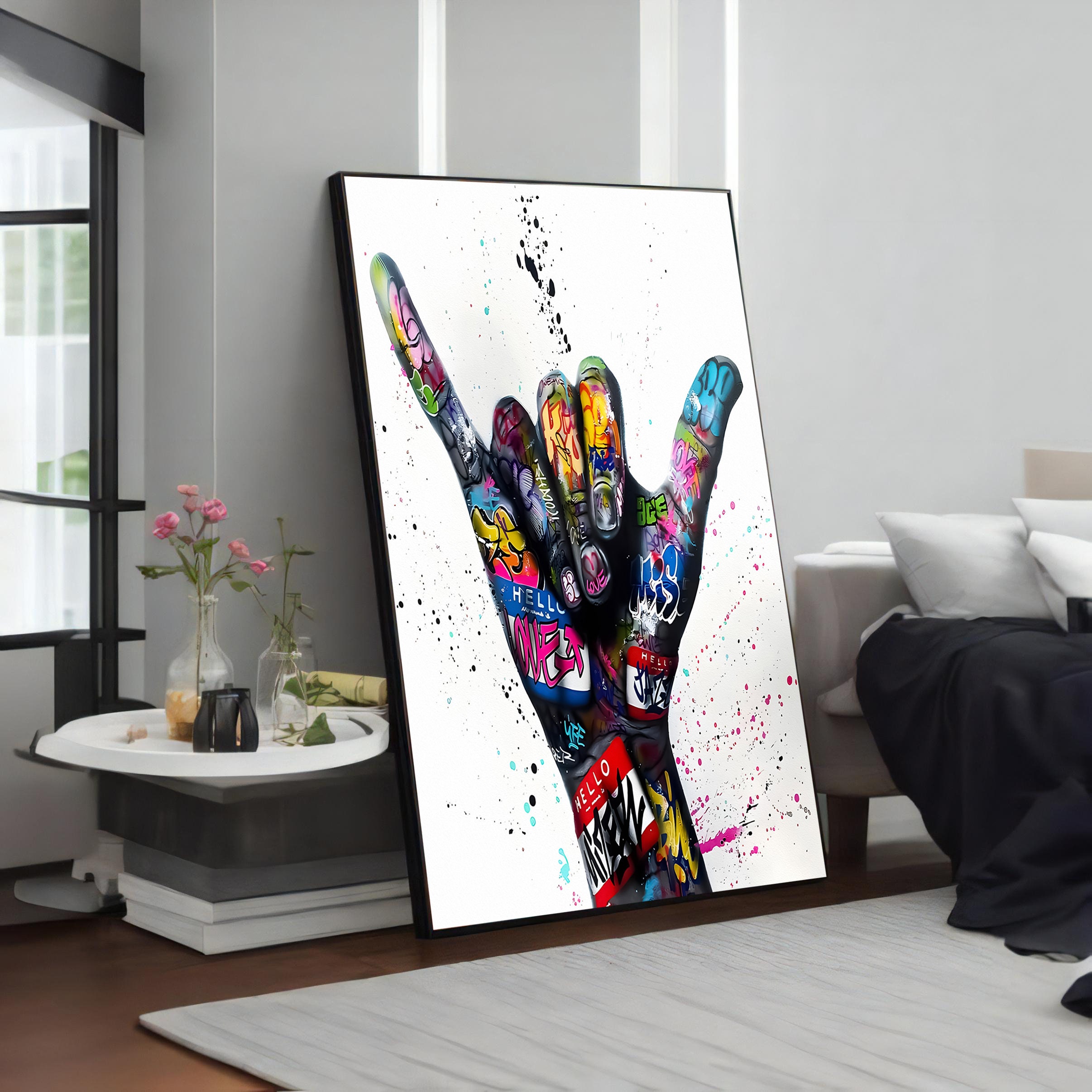 Graffiti and Rebellion: Colorful Hand Gesture Canvas Painting, Vibrant Wall  Decor, Urban Street Art, Banksy-inspired Gift - Etsy