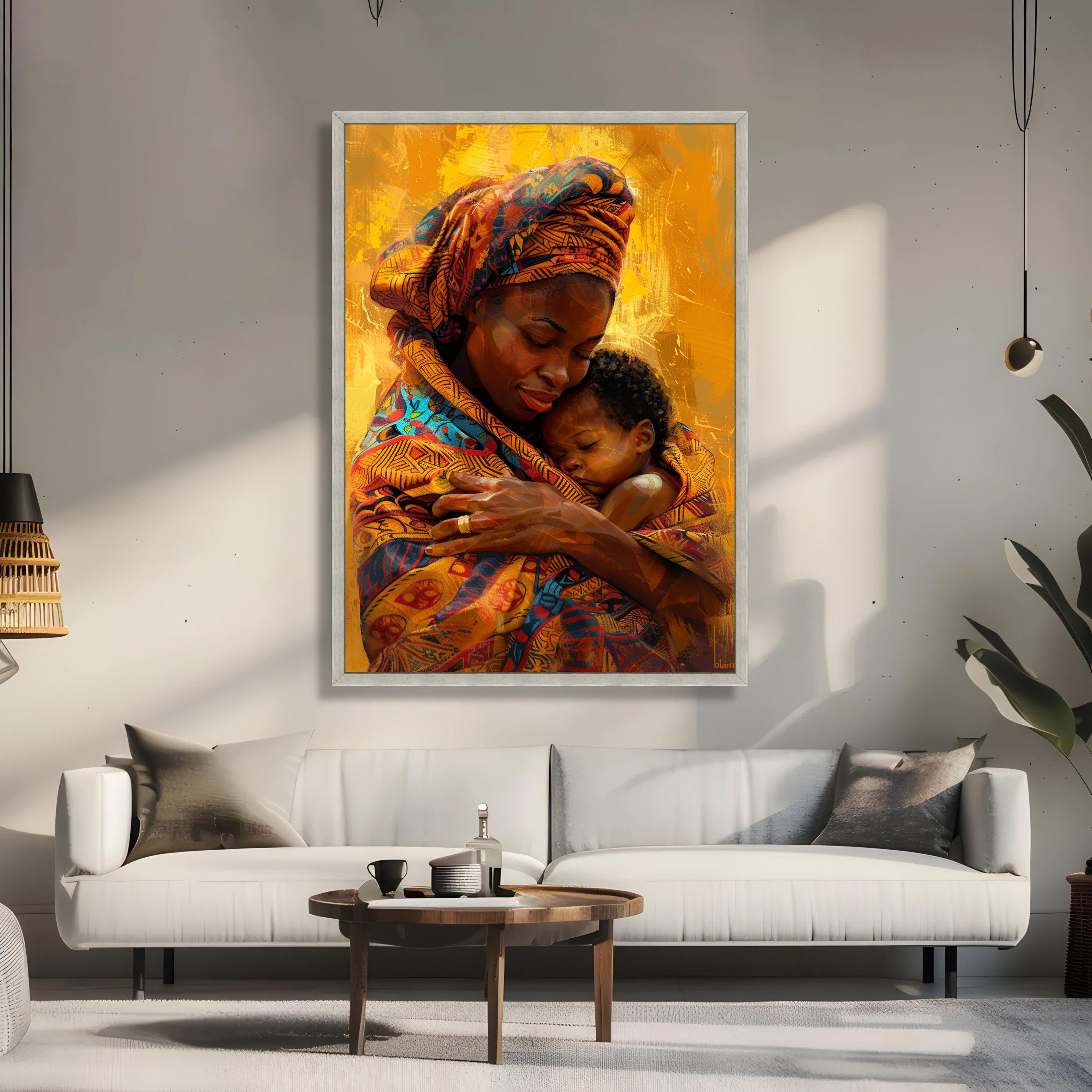 Warm Embrace African Mother and Child Canvas, Ethnic Family Wall Art ...