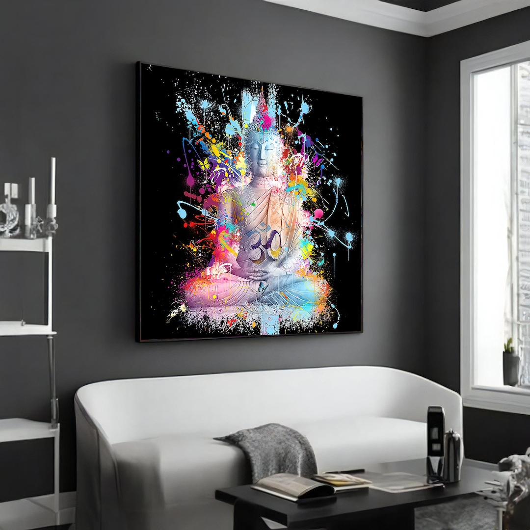 The Colorful World of Meditation: Modern Buddha Zen Canvas Painting ...