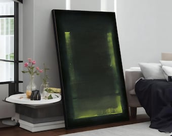 Dla miłośników sztuki: Zielono-czarny obraz Marka Rothko – abstrakcyjna sztuka ścienna na płótnie do nowoczesnego wystroju domu, artystyczny prezent
