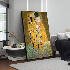 El momento en que el amor se vuelve inmortal: el beso de Gustav Klimt, pintura en lienzo, elegante decoración artística de pared, regalo perfecto para amantes del arte