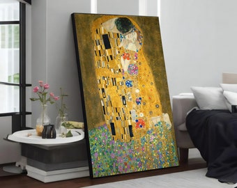 The Moment Love Becomes Immortal: The Kiss by Gustav Klimt Canvas Painting, Elegant Wall Art Decor, Perfect Gift for Art Lovers
