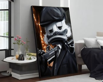 Gangster Duck Canvas Painting, Fun and Striking Graffiti Print, Pop Art Wall Decor, Unique Street Art Gift