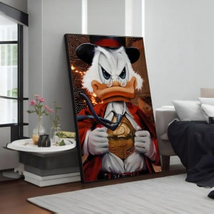 Hero of the Crypto World: Bitcoin Duck Canvas Painting, Graffiti Wall Art, Street Art Decor, Unique Gift for Art Lovers