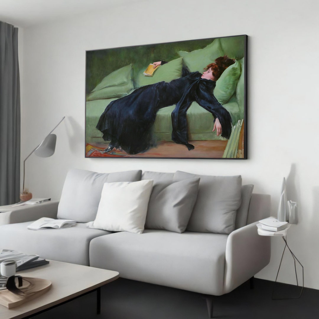 Ramon Casas - Decadent Young Woman Canvas Painting, Surreal Wall Art ...