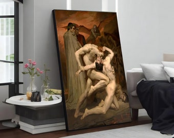 Hellscape: Dante’s Divine Comedy Canvas Painting, Dramatic Wall Art, Unique Wall Decor, Perfect Gothic Gift