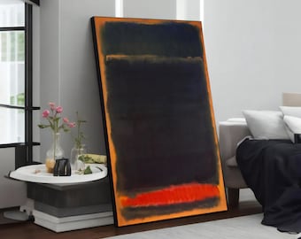 Abstract Art Canvas Painting - Mark Rothko Inspired Dark Blue & Orange, Modern Art Home Decor, Unique Wall Art Gift