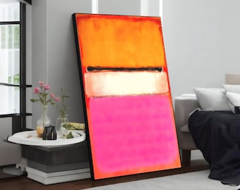 Żywe kolory - abstrakcyjne płótno Mark Rothko w kolorze pomarańczowym i różowym, nowoczesna dekoracja ścienna, wyjątkowy prezent na parapetówkę