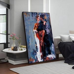 Passionate Tango: Artistic Couple&#39;s Dance Canvas Painting, Wall Decor, Romantic Wall Art, Perfect Gift for Couples