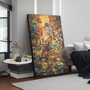 Abstract Wisdom: Buddha and Colors Zen Canvas Painting, Meditation & Yoga Wall Art Decor, Mindfulness Home Gift