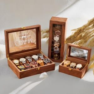 Scatola porta orologi con nome personalizzato, scatola porta orologi personalizzata per uomo, custodia per orologi, regalo di laurea, regalo di compleanno, regalo di anniversario per marito, fidanzato