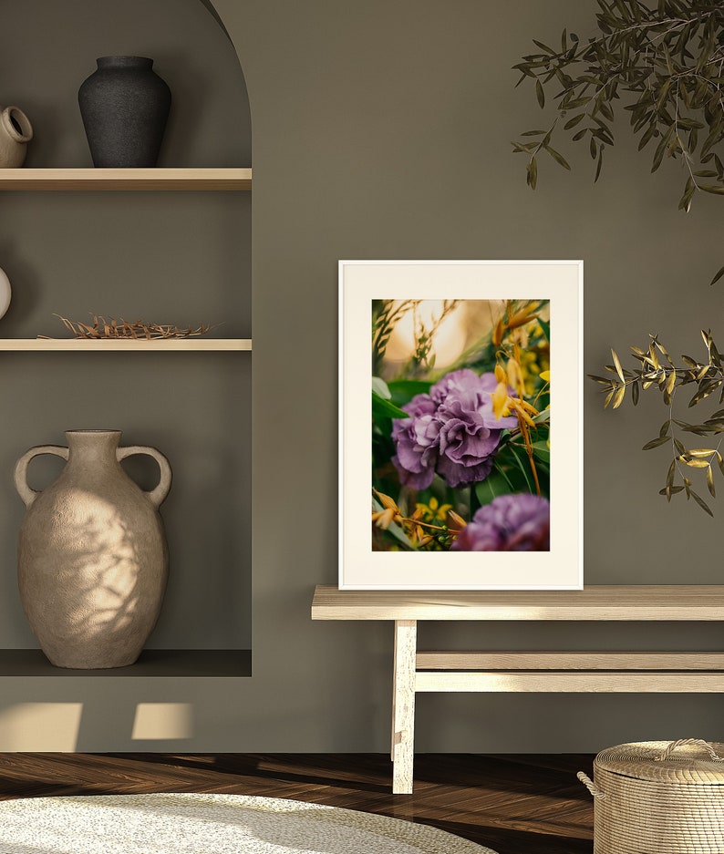 Paarse Roes Bloem Art Print Digitale Foto Download Moody Vintage Bloemenfoto Printable afbeelding 3