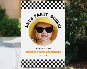 One Happy Dude First Birthday Welcome Sign, 1st Birthday Party Poster, Customizable Entry Decor, Printable Editable Template Download - Judd