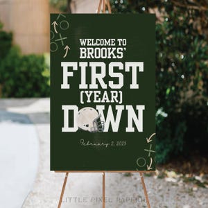 Letrero de bienvenida para el primer cumpleaños, póster para la fiesta del primer cumpleaños, decoración de entrada personalizable, descarga de plantilla editable e imprimible - Brooks