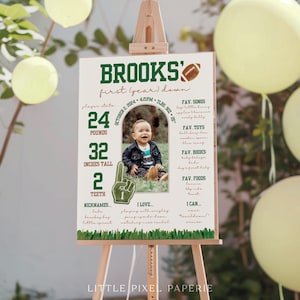 Erstes Jahr Down Geburtstags-Meilensteinzeichen, 1. Geburtstagsparty-Plakat, anpassbares Dekor, druckbare bearbeitbare Vorlage Download - Brooks
