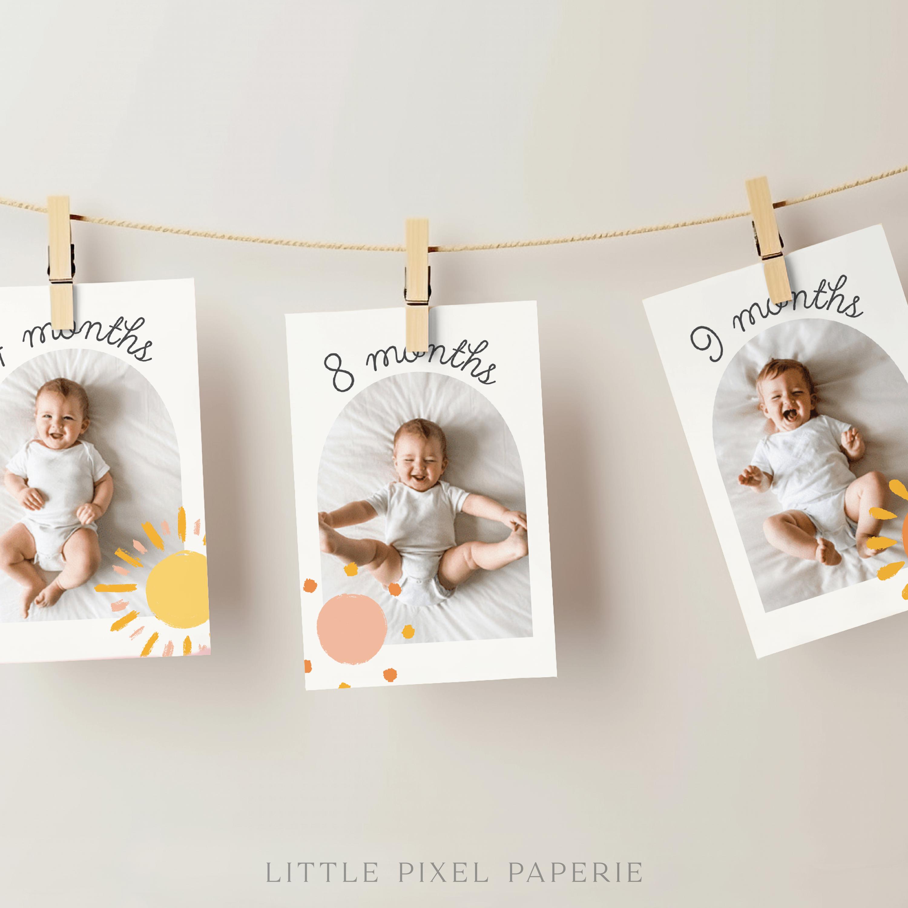 First Trip Around The Sun Photo Banner, Monthly Milestone Cards, Sunshine Bunting Decor, High Chair Sign Download  - Aurelia