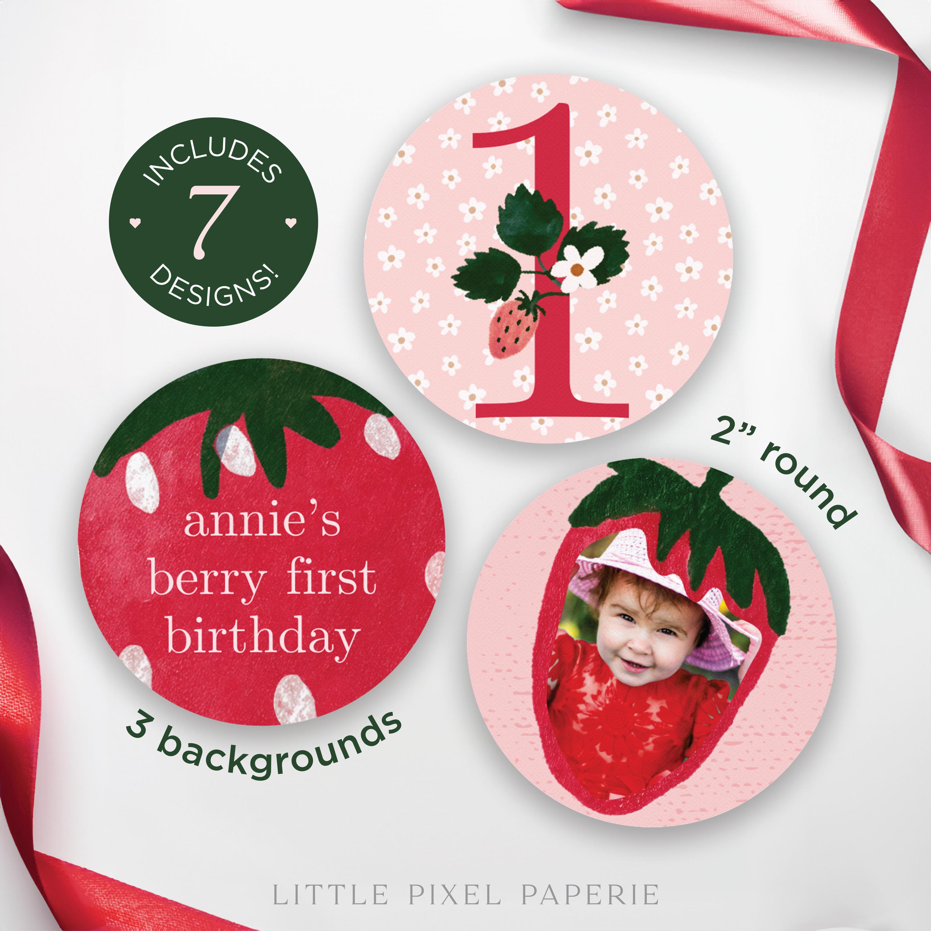 Berry First Birthday Cupcake Topper Template, 1st Bday Decor ...