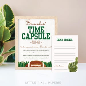 Cartello capsula del tempo per il primo anno di vita, cartello per il primo compleanno del bambino, partita di football per il primo compleanno, download immediato modificabile - Brooks
