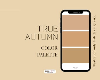True Autumn Digitale Farbpalette, 49 Farben, Personal Style Guide (PDF)