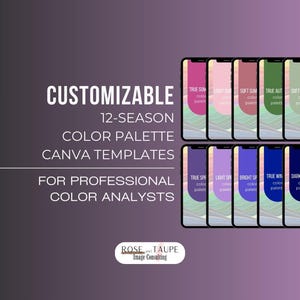 Plantillas editables de Canva para análisis de color de las 12 estaciones (recurso digital)