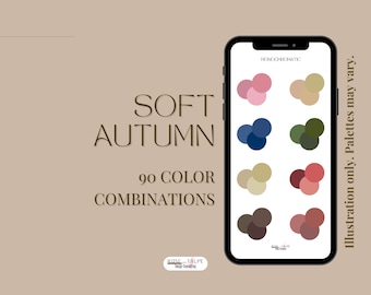 Farbanalytik: Farbkombinationen in sanften Herbstfarben, gedämpfte Outfit-Paletten (Digitaler Download)