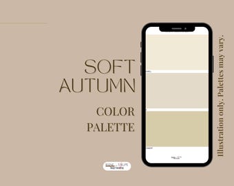 Sanfte Herbst-Farbpalette, 49 gedeckte Farbtöne, Empfehlungen für die Garderobe (digitaler Download)