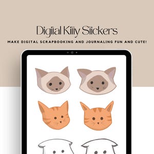 Schattige digitale kattenstickers voor GoodNotes, digitale logboeken en scrapbooking