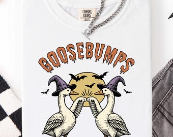 Goosebumps SVG PNG | Funny Witchy Goose Halloween Shirt | Retro Spooky Season Goose Clipart | Silly Goose Sublimation | Vintage Fall T-Shirt