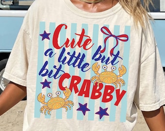 Cute But A Little Bit Crabby PNG, Coquette Retro, Coquette Aesthetic, Striped Shirt, Summer Coastal, Girly Trendy, Funny Sassy, Cute Summer