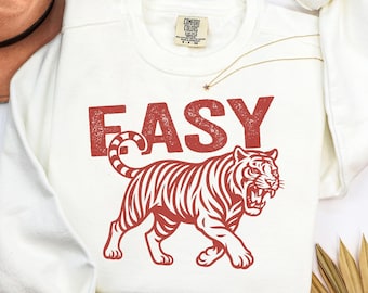 Easy Tiger SVG PNG / Tigre retro boho / Gráfico animal grunge hippie / Diseño de camiseta vintage salvaje