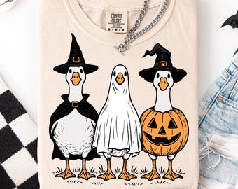 Boo Ghost Goose SVG PNG | Funny Halloween Goose Shirt Design | Pumpkin & Witch Goose Clipart | Fall Autumn Cricut and Silhouette Cut File